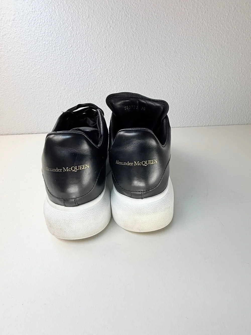 Alexander McQueen Oversized Sneakers Black Leather Mens 6.5 Womens 9